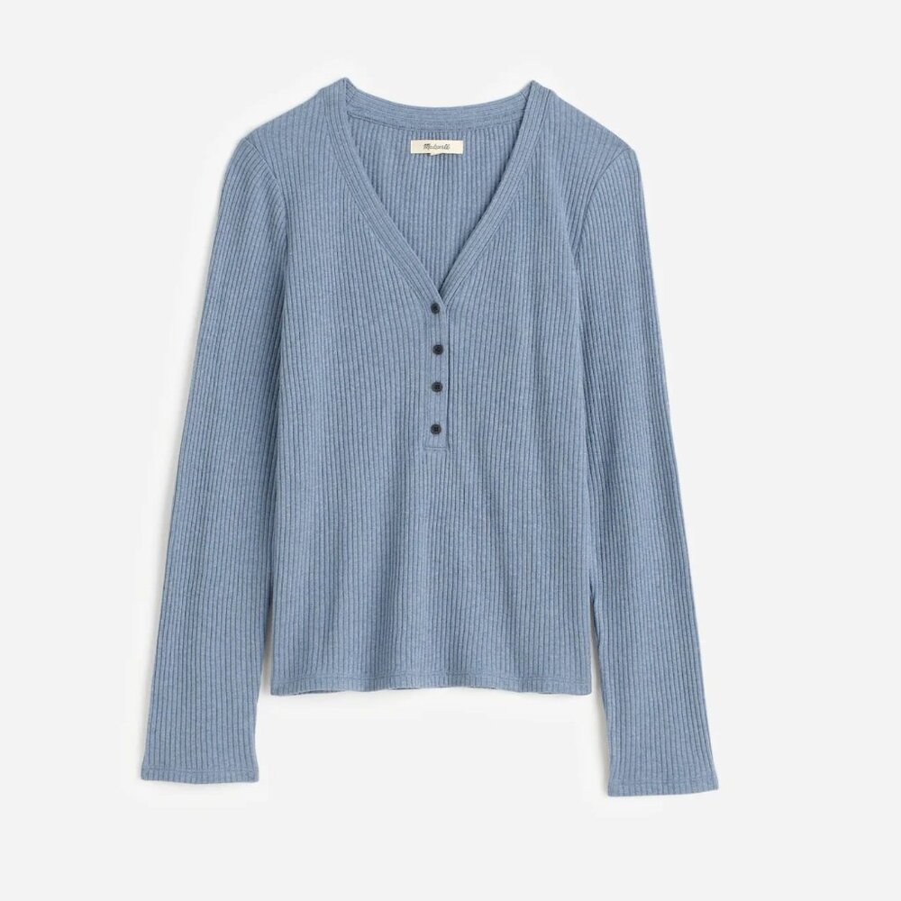 madewell Brushed Long-Sleeve Henley Tee (xxs)